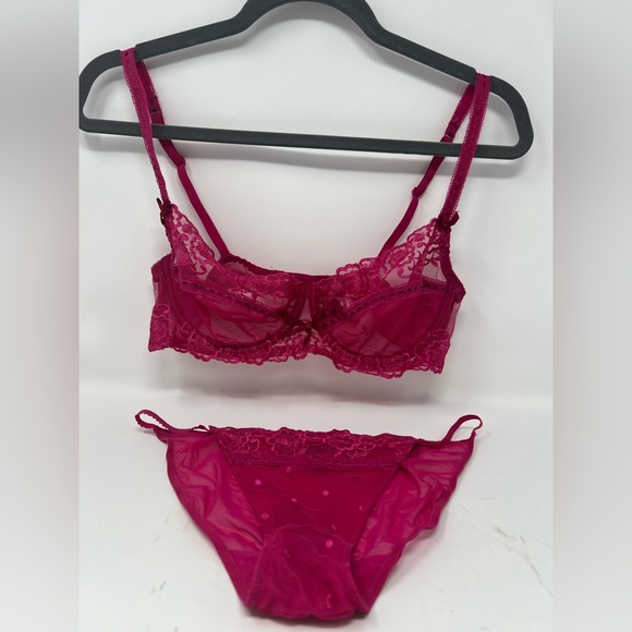Adore Me Rose Shadow Hot Pink Floral Lace Bra 36C AB2014 - Picture 2 of 13